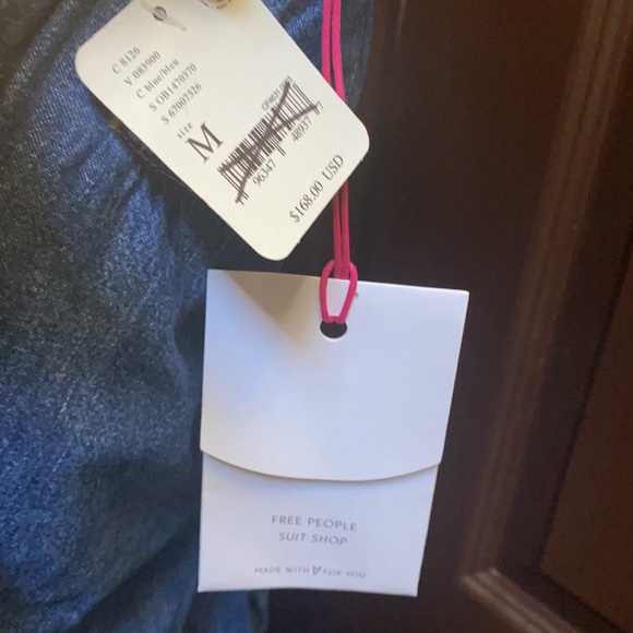 Free People Rider Suit Denim Blue Jeans Size M Wide Leg Pants Only - Picture 11 of 17